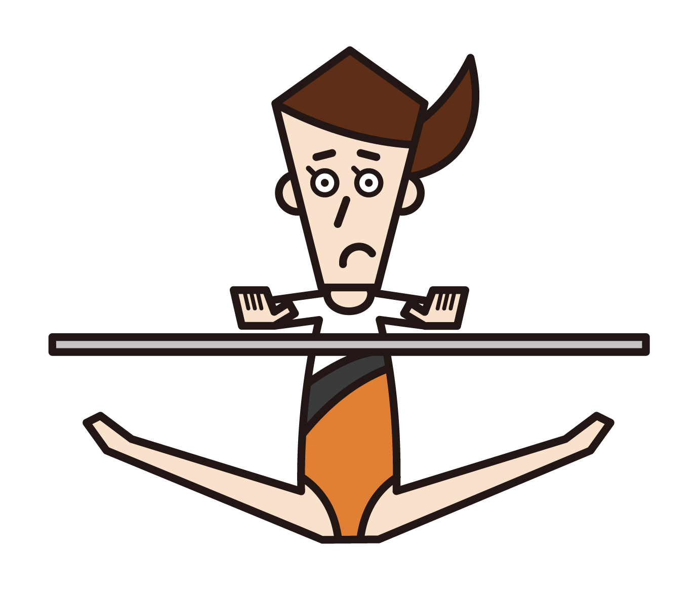 段違い平行棒をする体操選手（女性）のイラスト