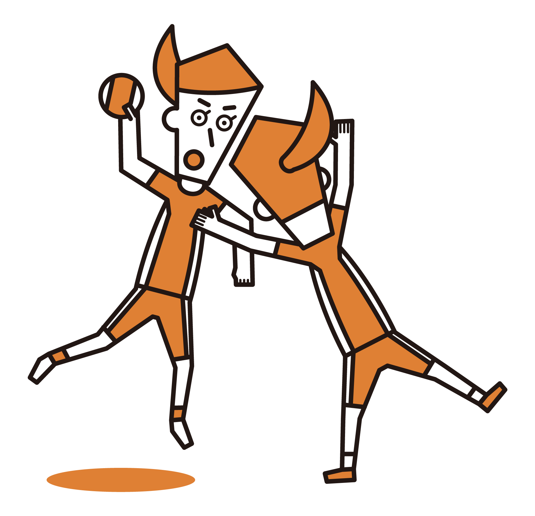Illustration of a handball player (female) taking a shot