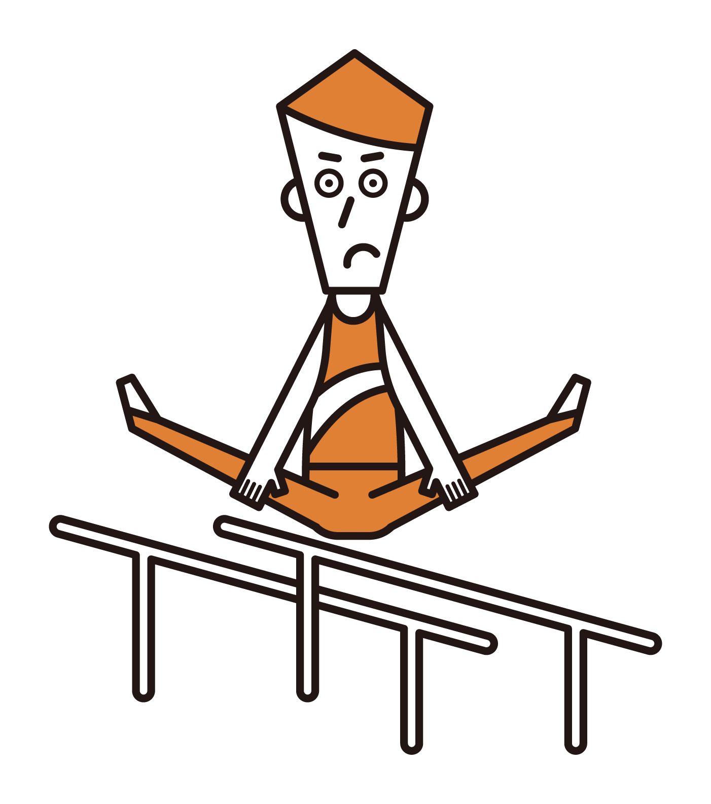 體操運動員（男性）的插圖，平行棒