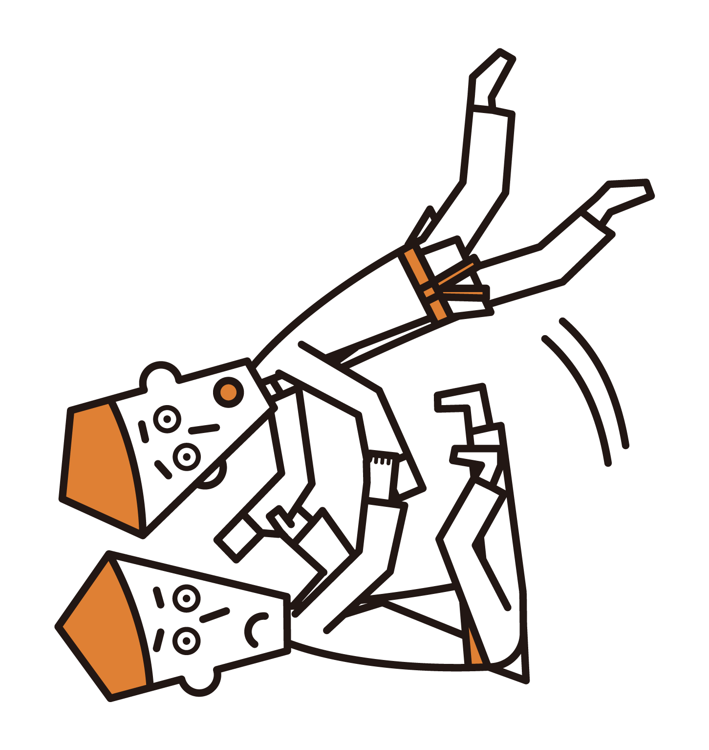 Illustration of a judo player (male) who throws a kite