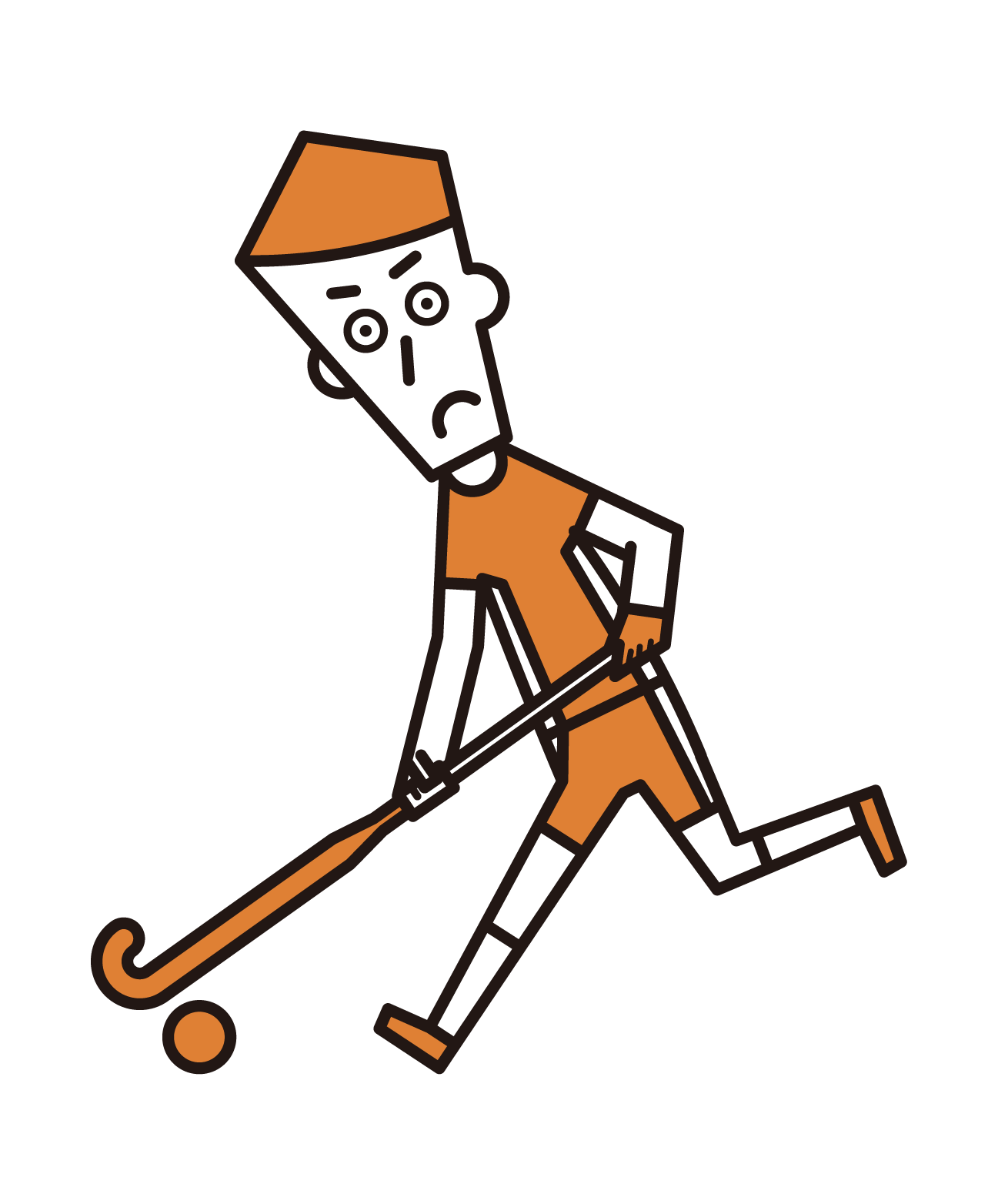 Illustration of a field hockey player (male)