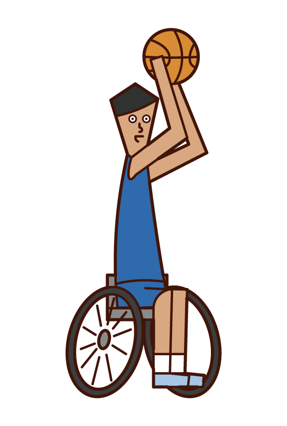 輪椅籃球運動員（男）的插圖