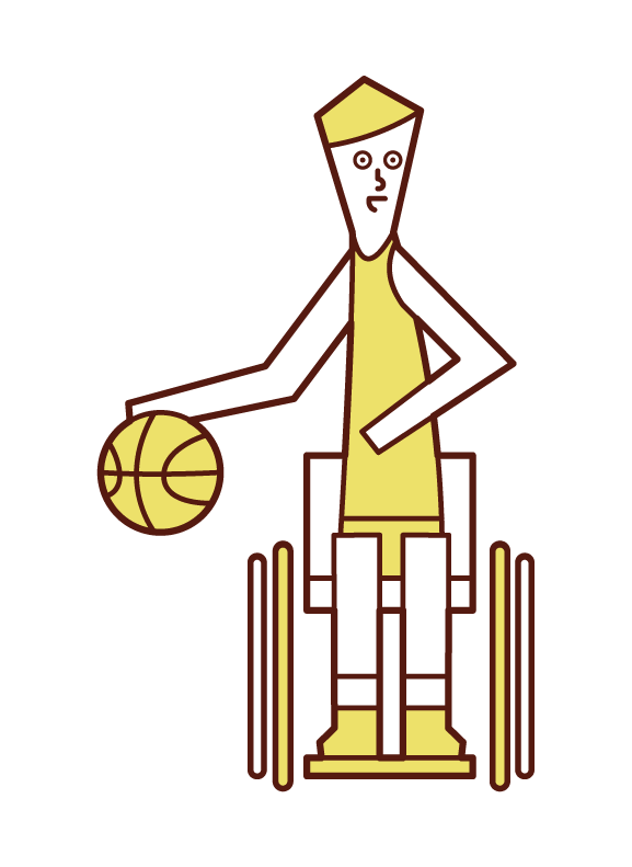 輪椅籃球運動員（男子）的運球插圖