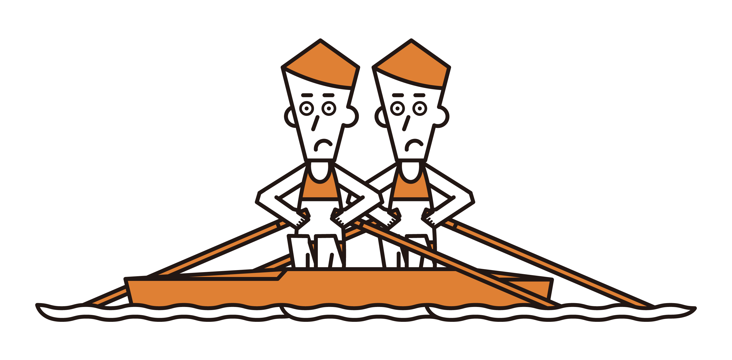 ボート競技（ダブルスカル）の選手たち（男性）のイラスト