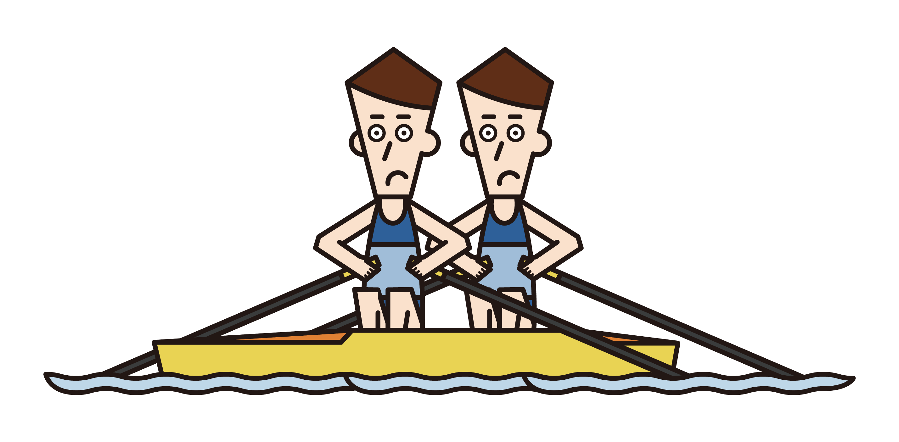 ボート競技（ダブルスカル）の選手たち（男性）のイラスト