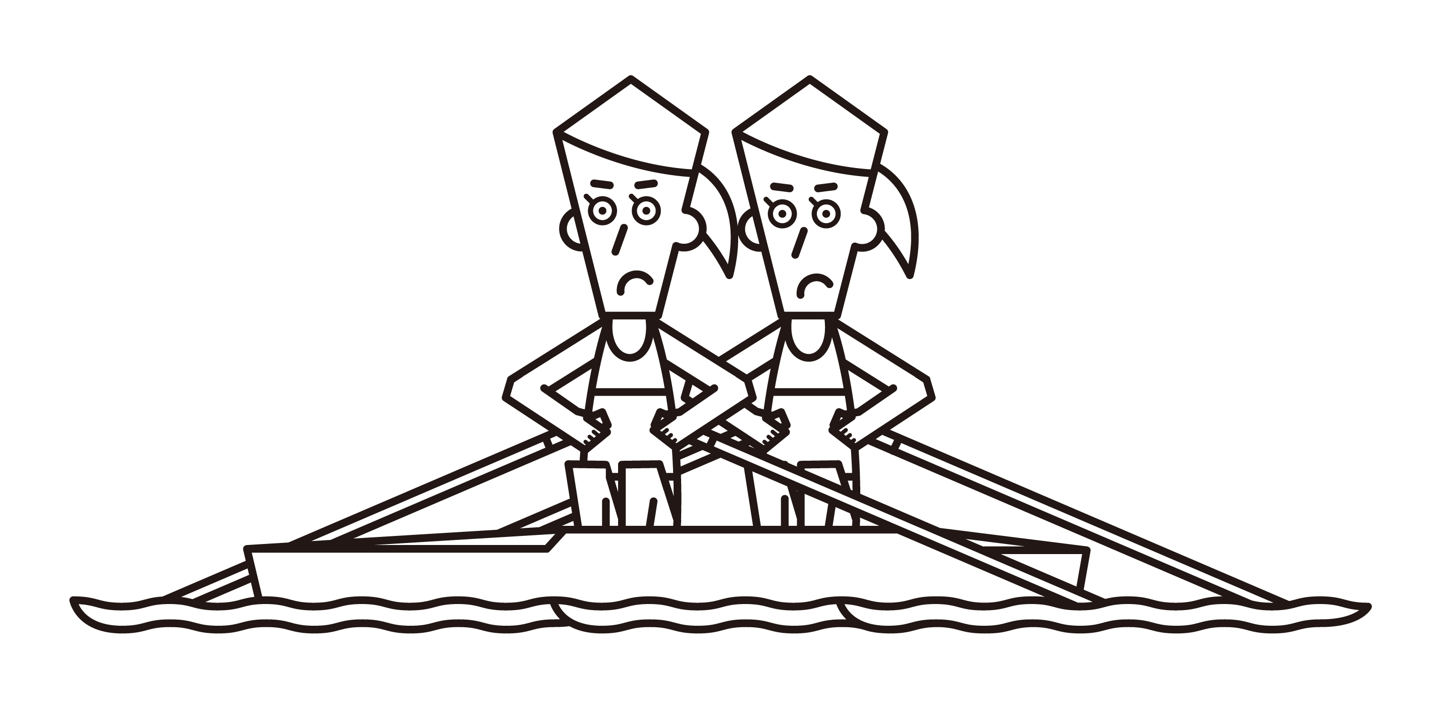 ボート競技（ダブルスカル）の選手たち（女性）のイラスト