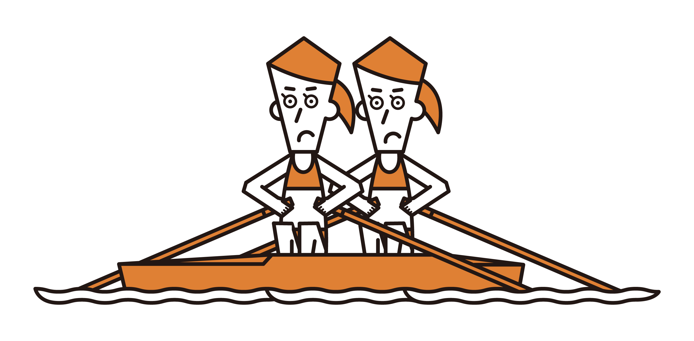 ボート競技（ダブルスカル）の選手たち（女性）のイラスト