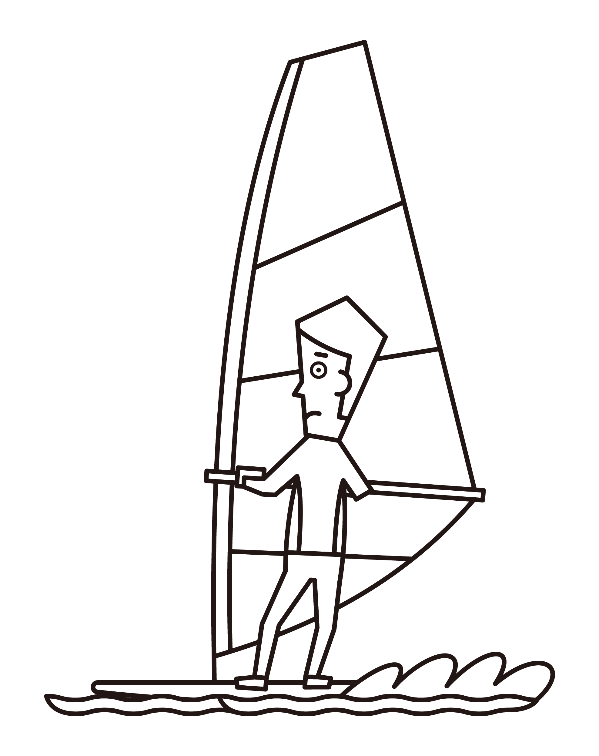 Illustration of a windsurfer (male)