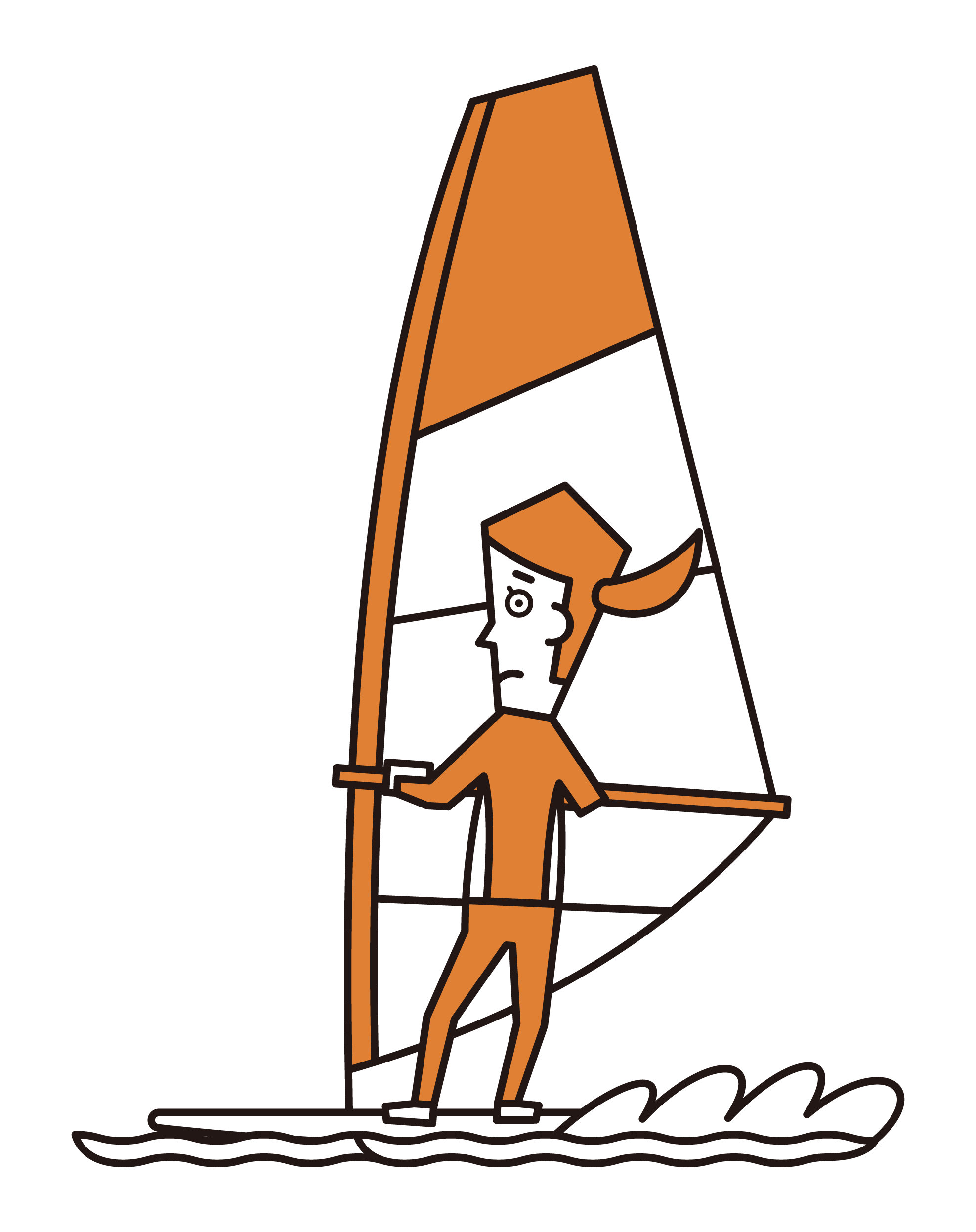 風帆衝浪運動員（女性）插圖