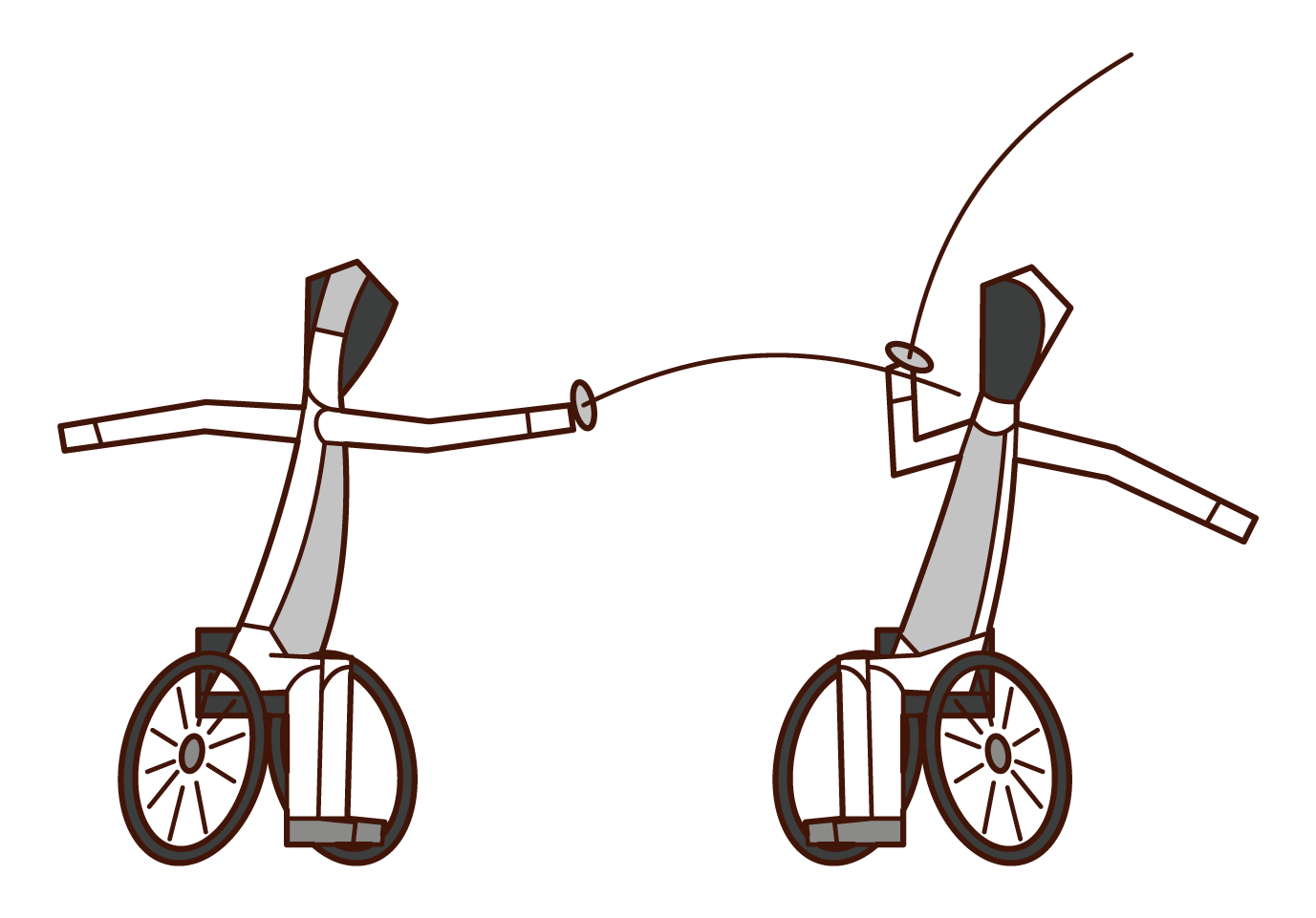 Illustration of a wheelchair fencing player playing a game