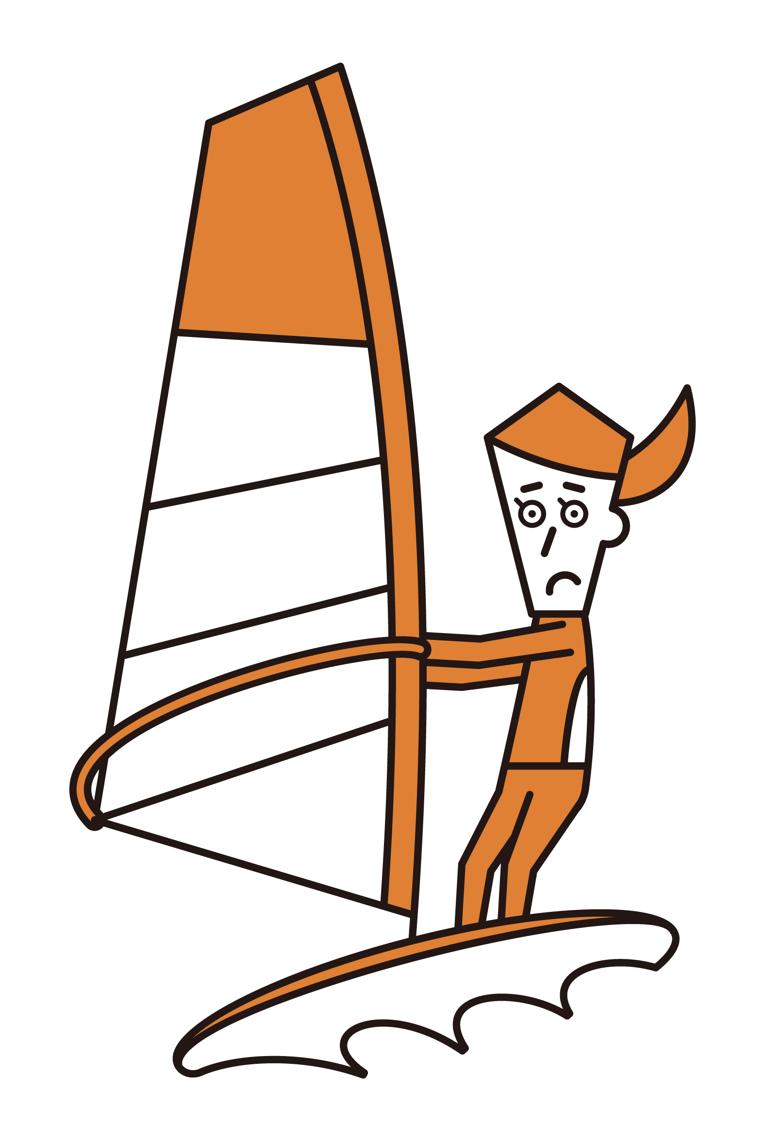 風帆衝浪運動員（女性）插圖