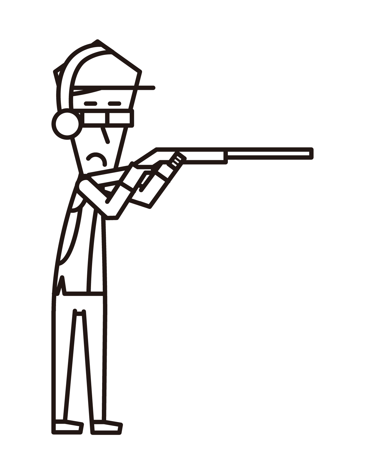 Illustration of a shooting player (male) holding a rifle