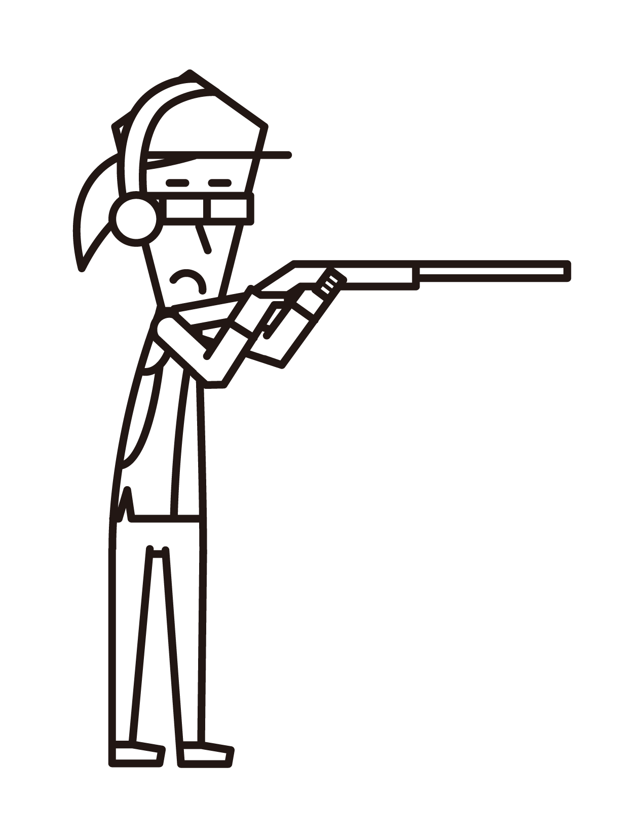 Illustration of a shooting player (female) holding a rifle