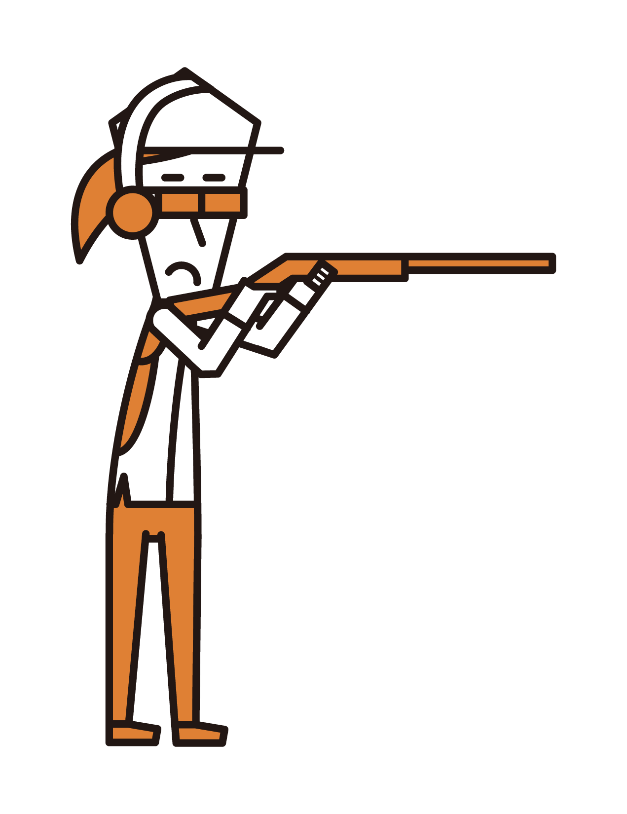 Illustration of a shooting player (female) holding a rifle