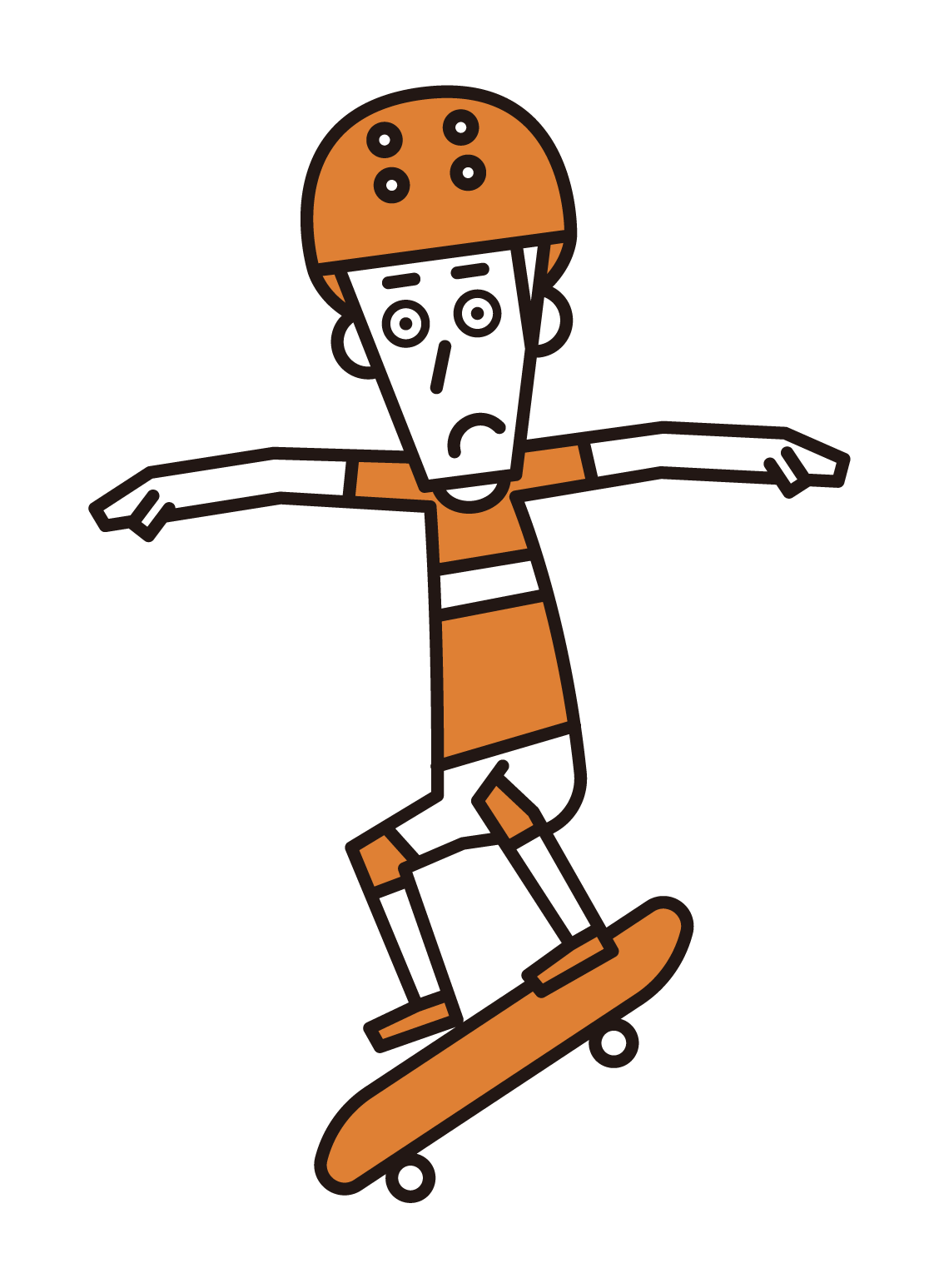 在滑板上跳躍的運動員（男性）的插圖