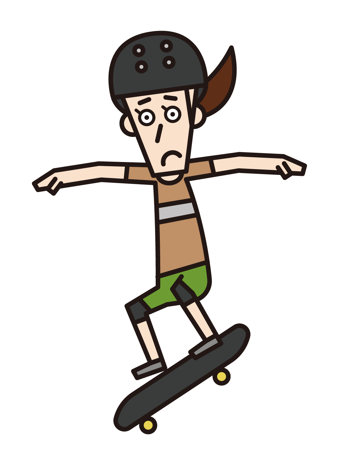 Illustration of a skater (female) jumping on a skateboard