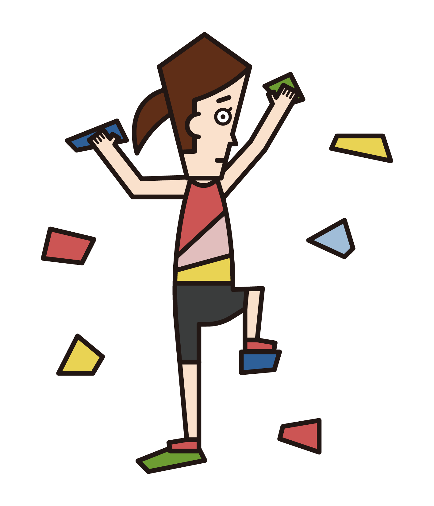Illustration of a sports climbing bouldering player (female)