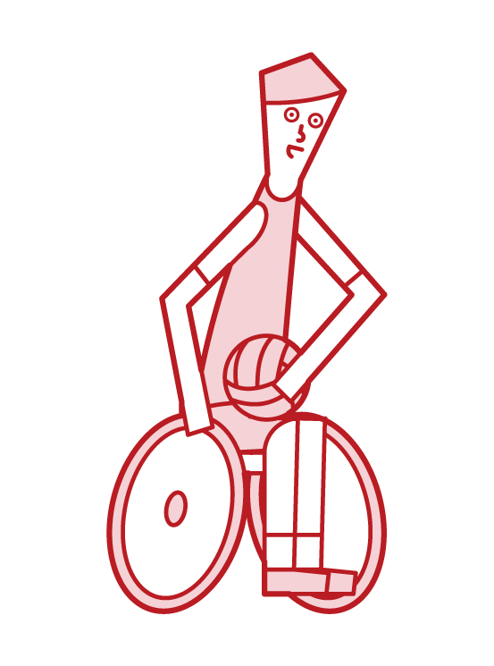 輪椅橄欖球運動員（男性）的插圖