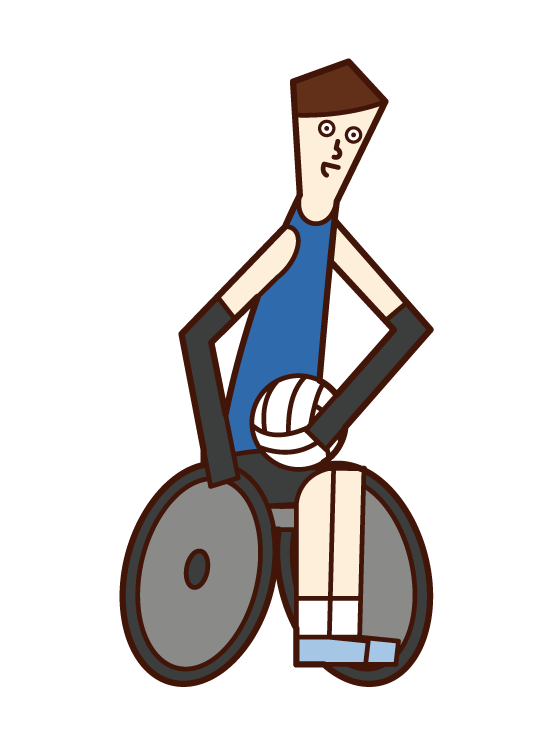 Illustration of a wheelchair rugby player (man)