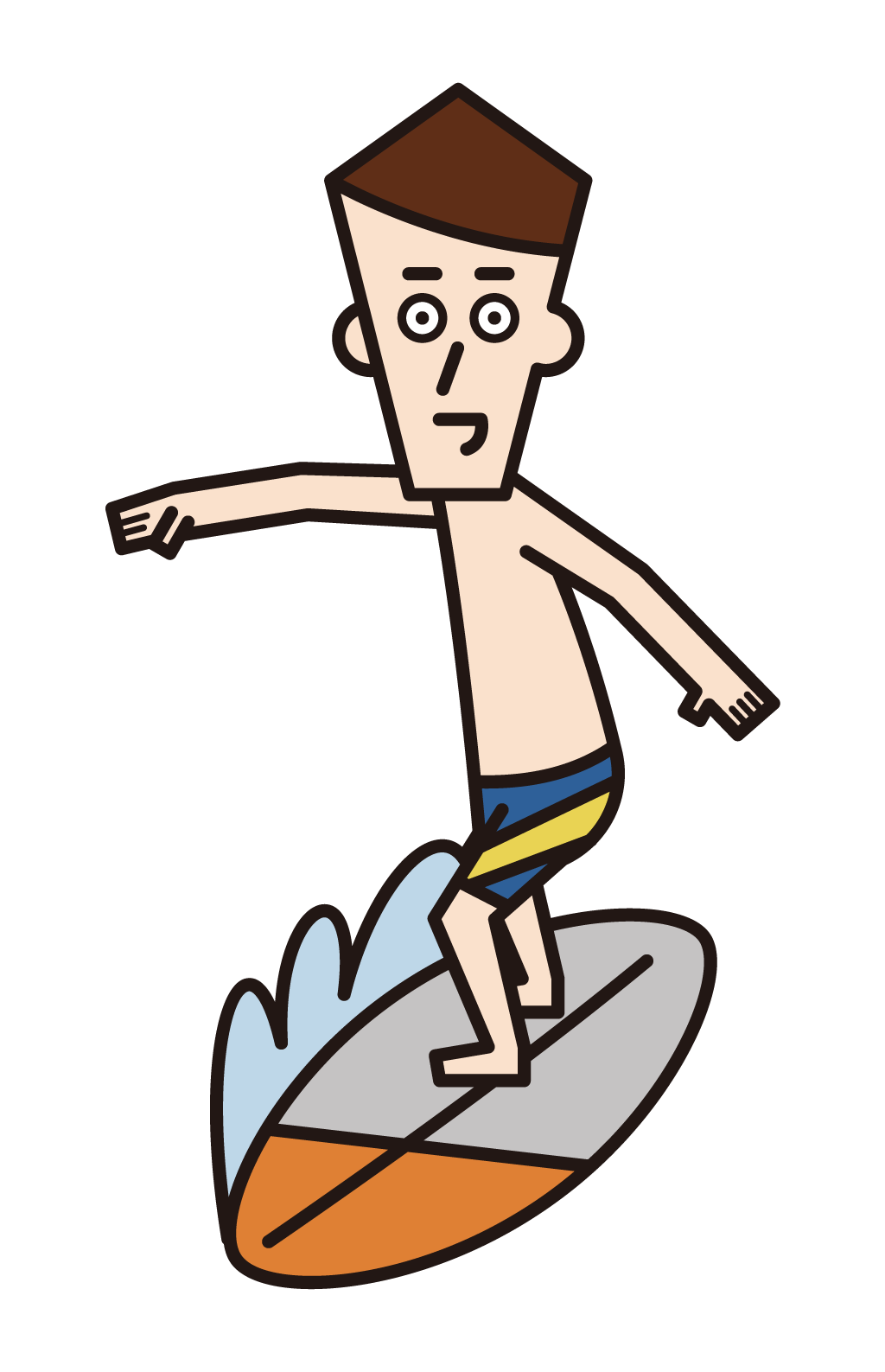 サーフィンの選手（男性）のイラスト