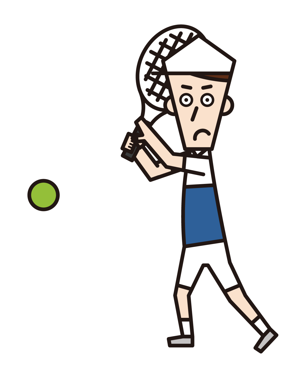 Illustration of a tennis player (male) hitting the ball