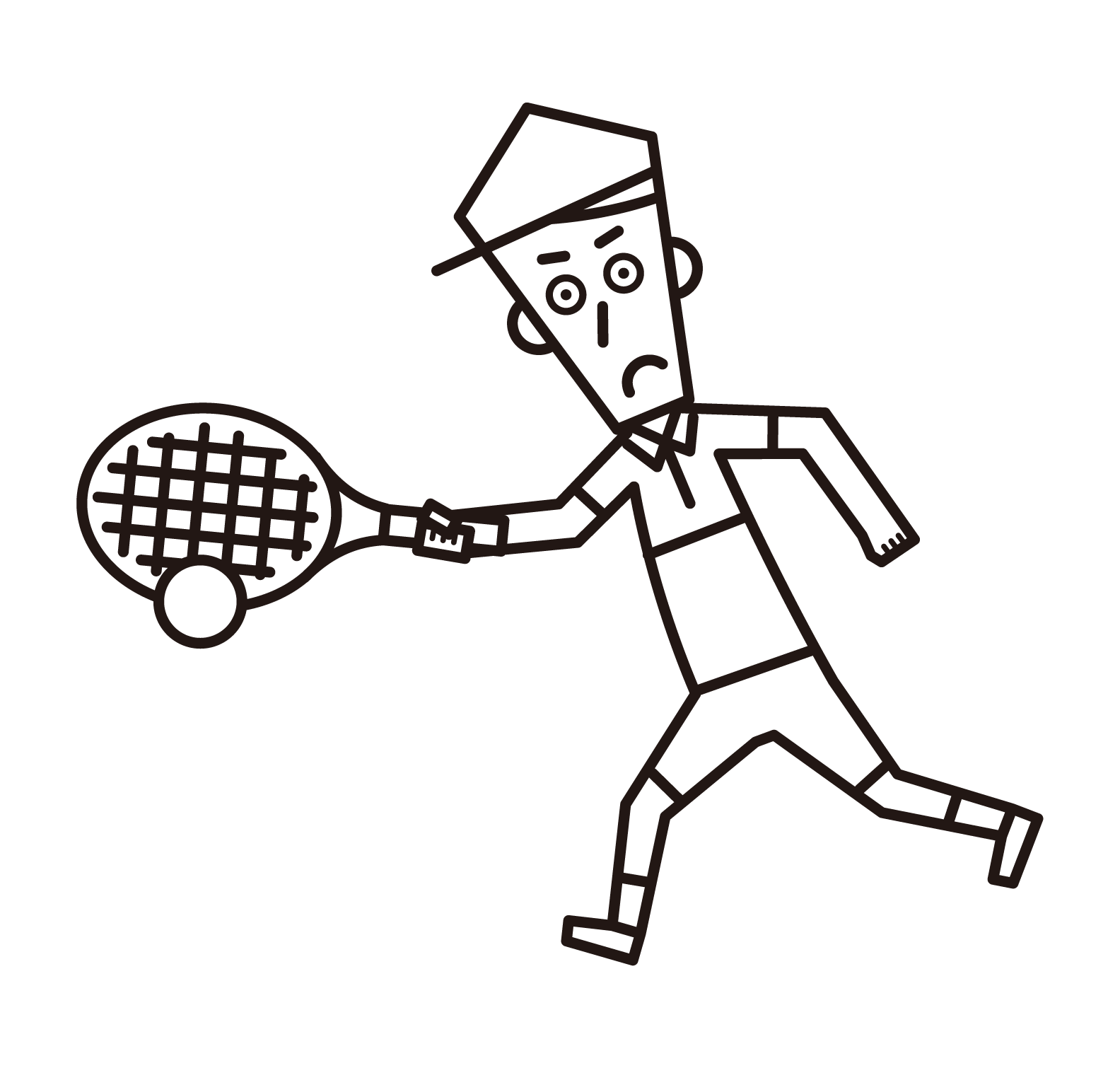 ボールを打ち返すテニスの選手（男性）のイラスト