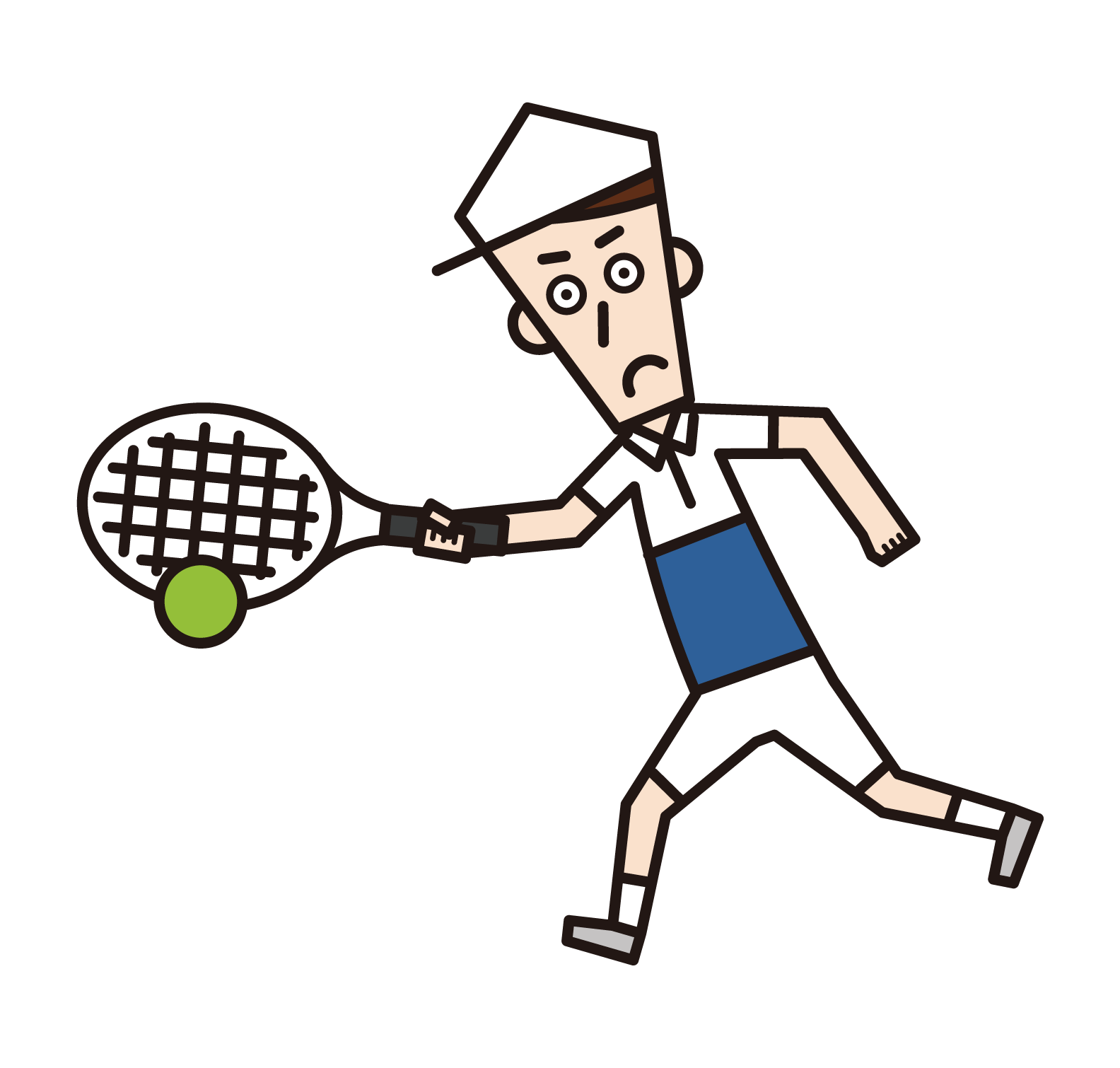 Illustration of a tennis player (male) hitting the ball back
