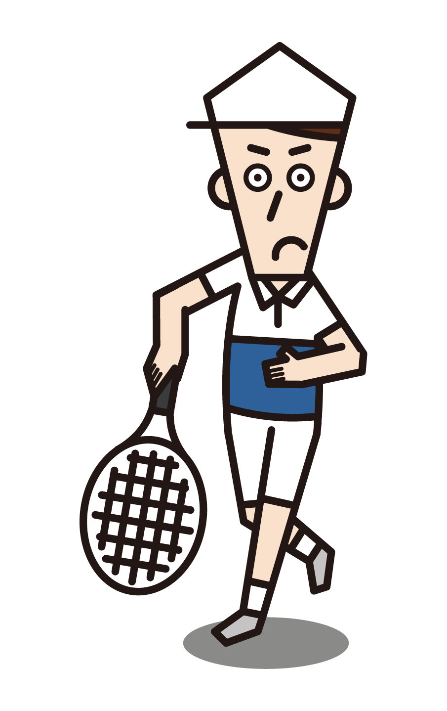 サーブを打つテニスの選手（男性）のイラスト