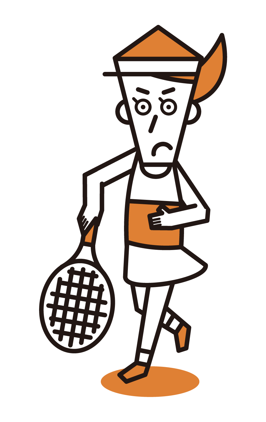 サーブを打つテニスの選手（女性）のイラスト