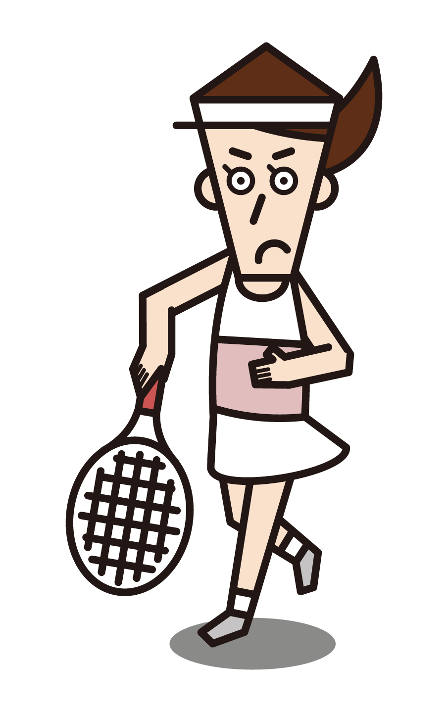 サーブを打つテニスの選手（女性）のイラスト