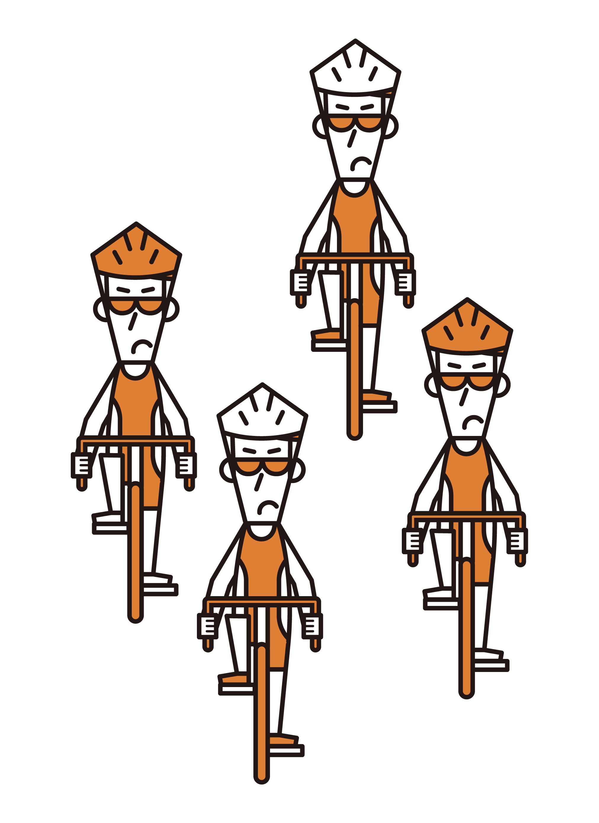 Illustration of a triathlon or cyclist (male) racing
