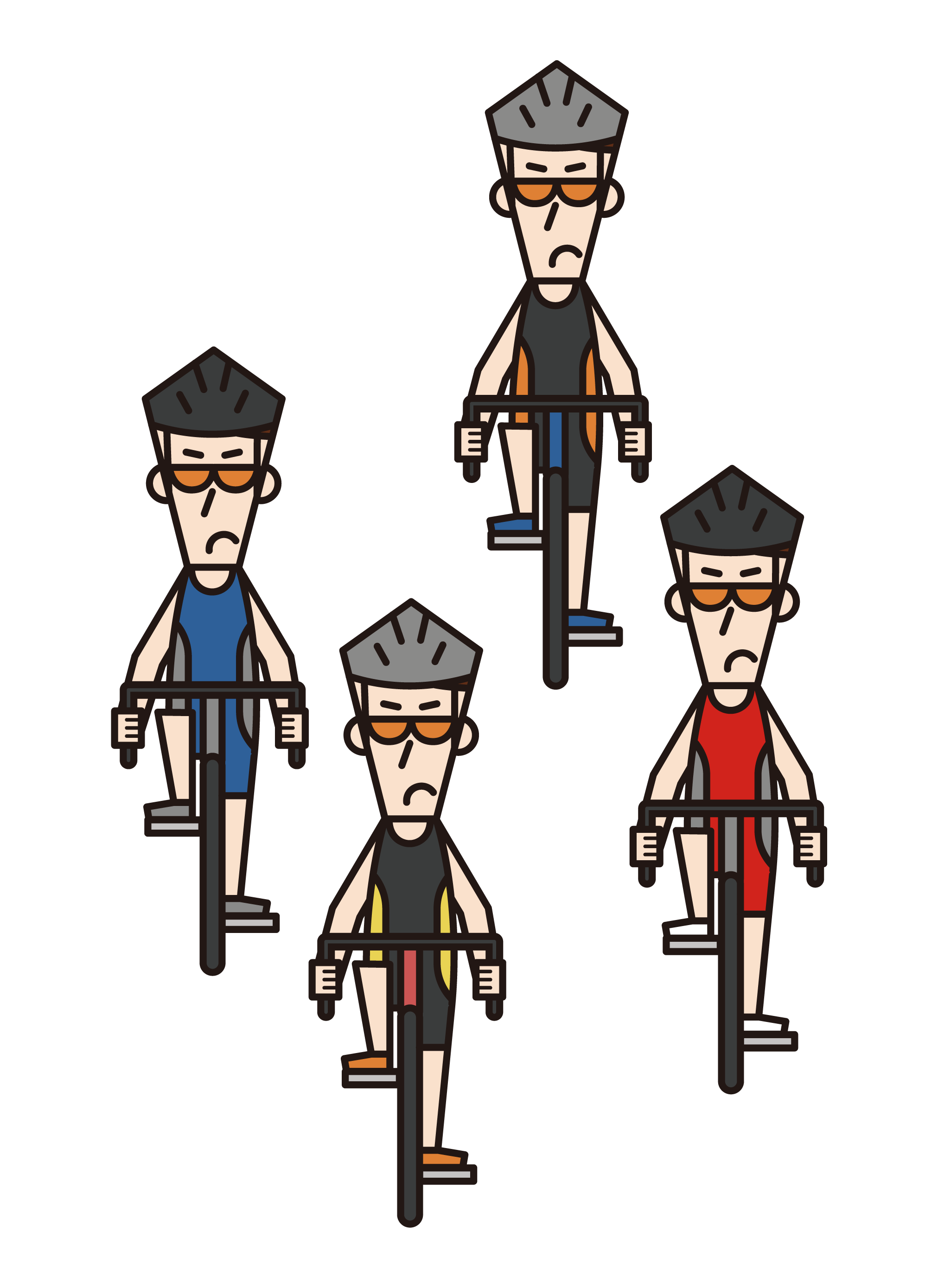 Illustration of a triathlon or cyclist (male) racing