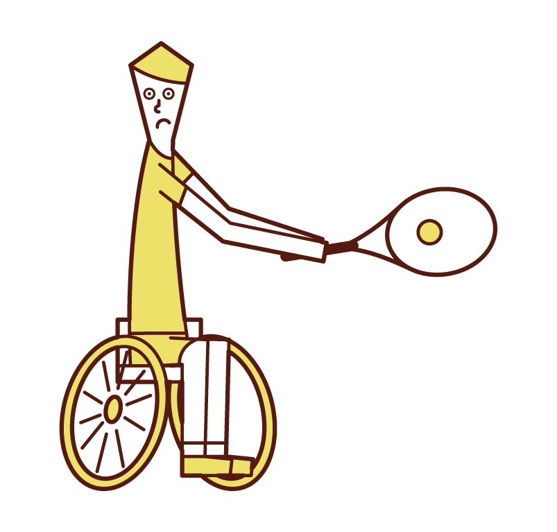 輪椅網球運動員（男子）用反手擊球的插圖