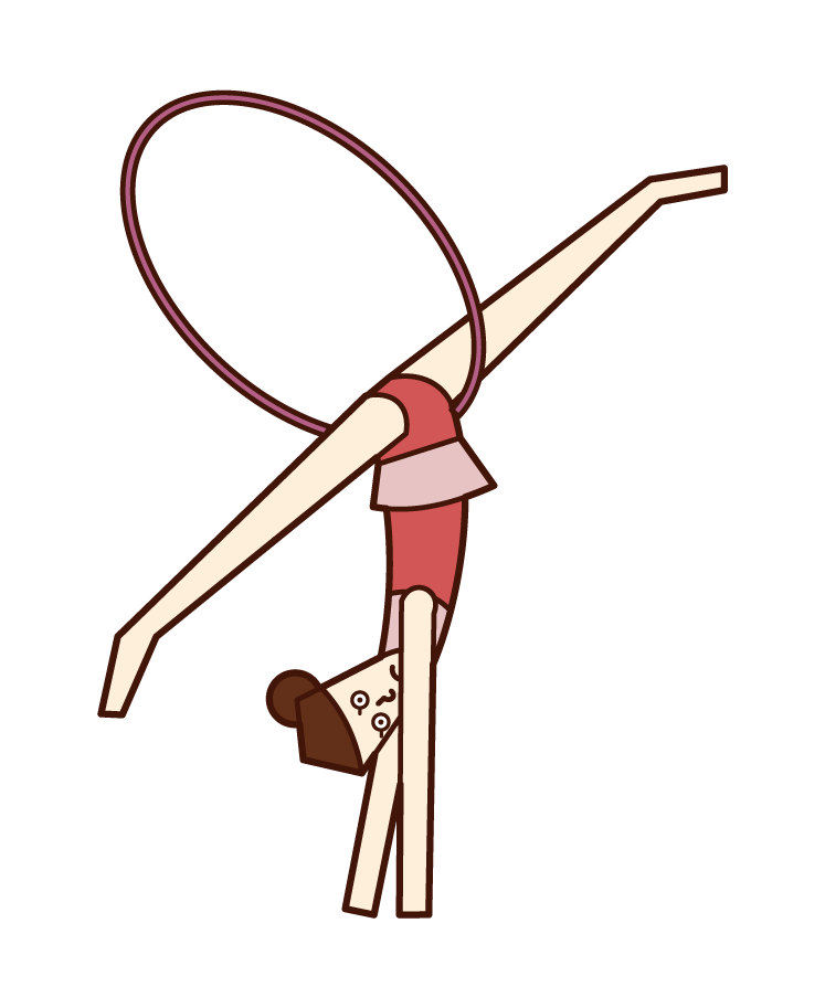 使用俱樂部的體操運動員（女性）的插圖