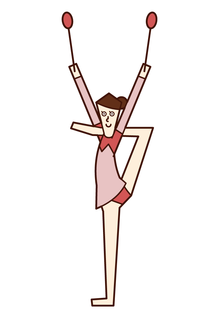 Illustration of a rhythmic gymnast (woman) using a club