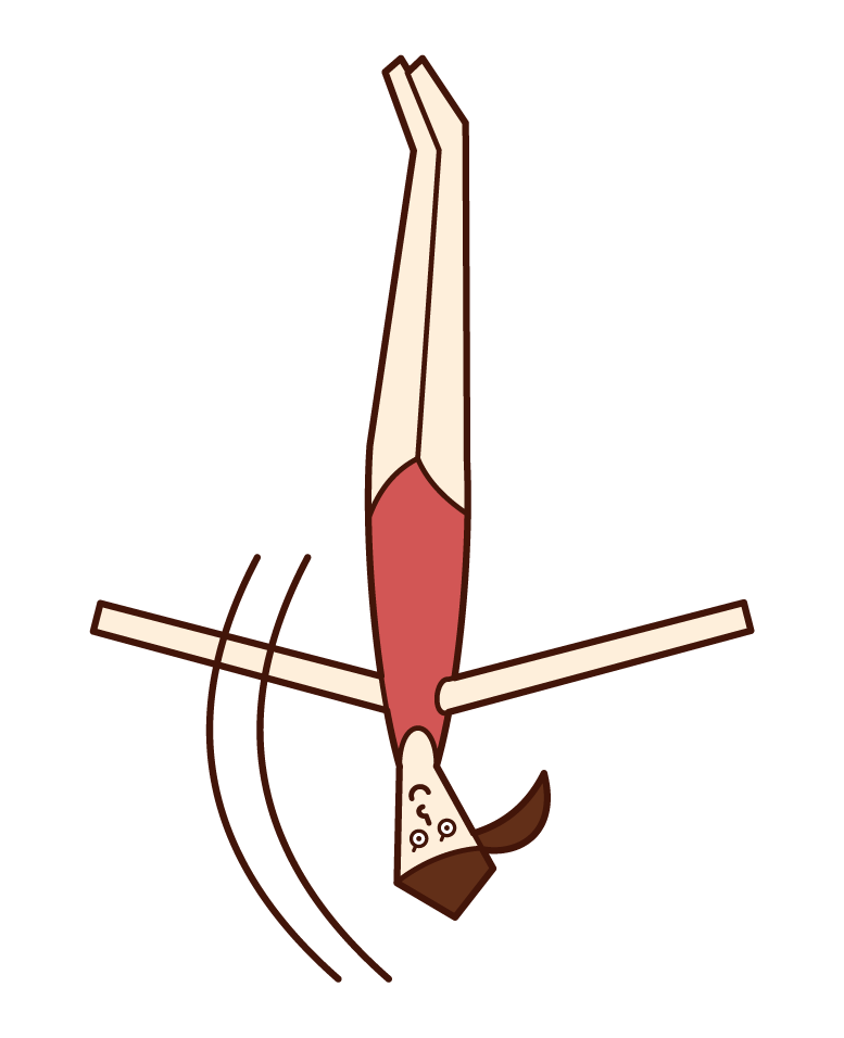 使用俱樂部的體操運動員（女性）的插圖