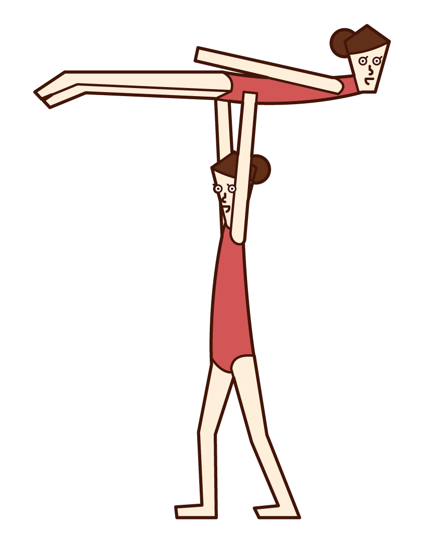 體育阿克羅體操運動員（女性）的插圖