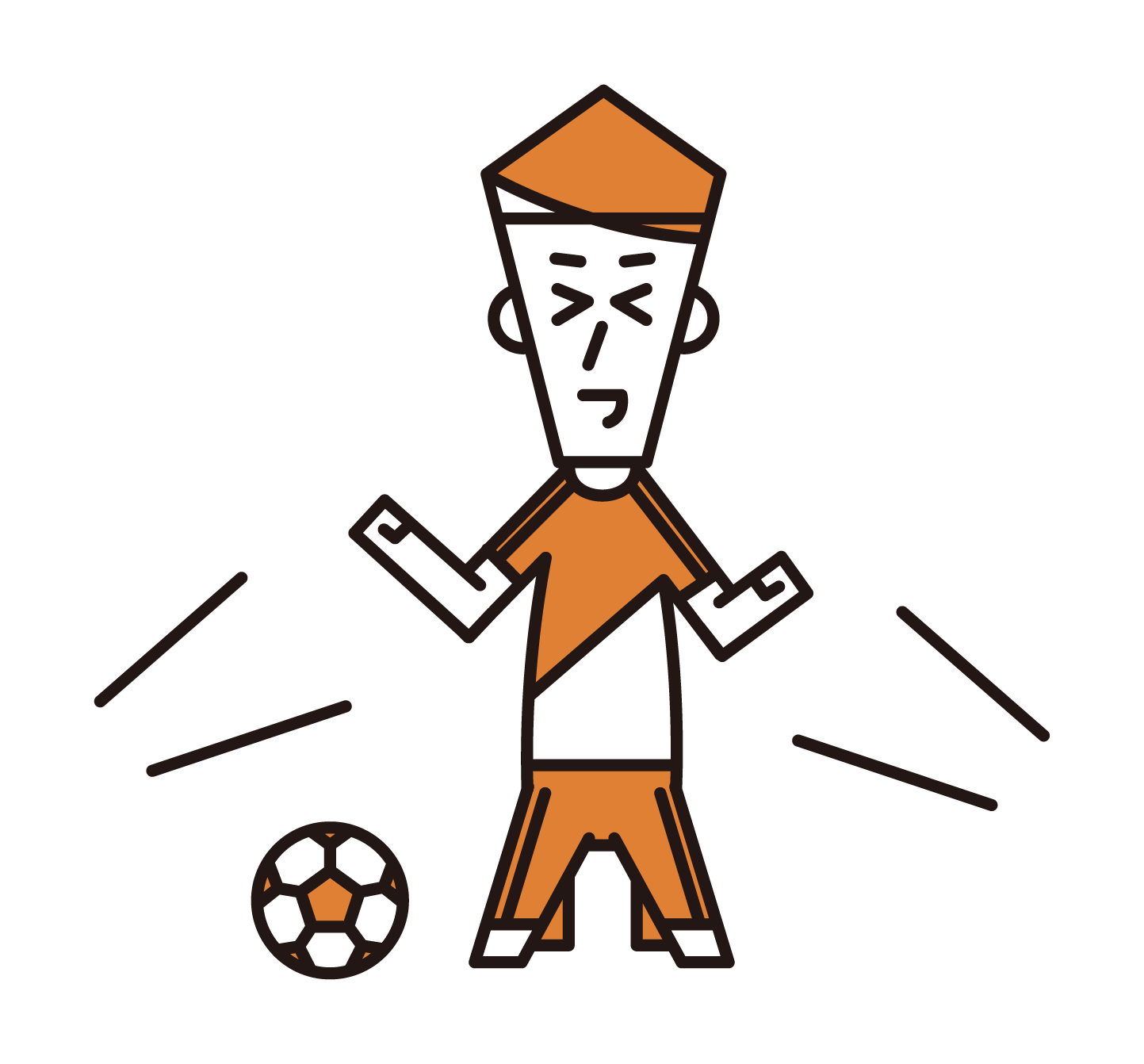 Illustration of a male soccer player performing a goal