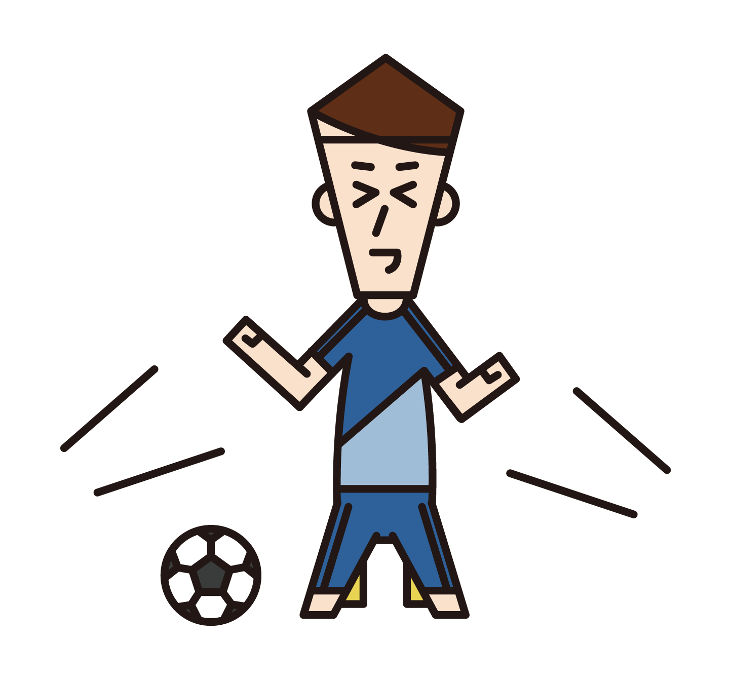 足球運動員（男性）進球表演的插圖