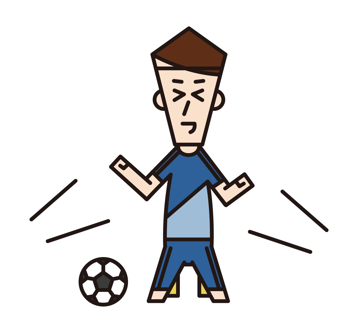 Illustration of a male soccer player performing a goal