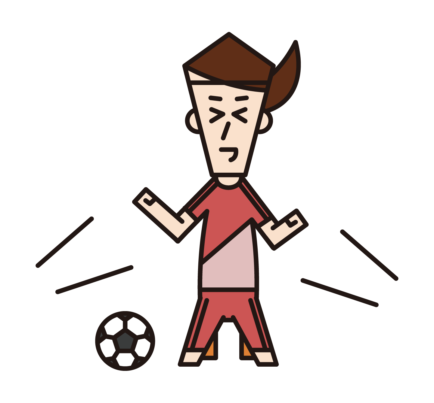 Illustration of a soccer player (female) performing a goal