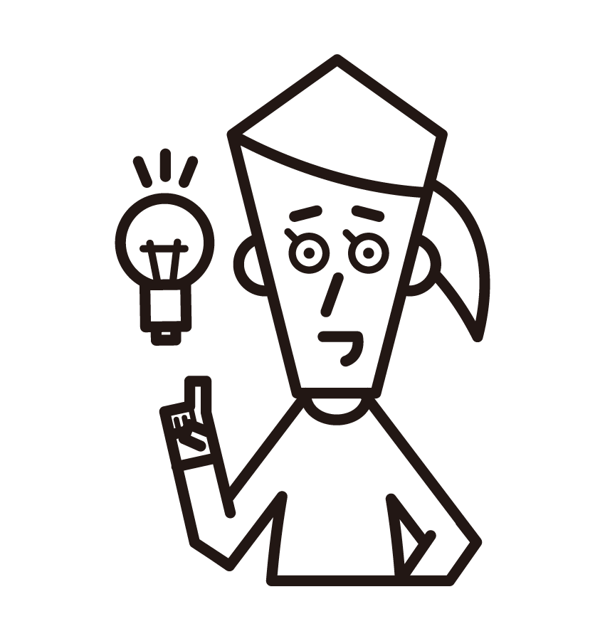 Illustration of a woman holding up her index finger with a good idea