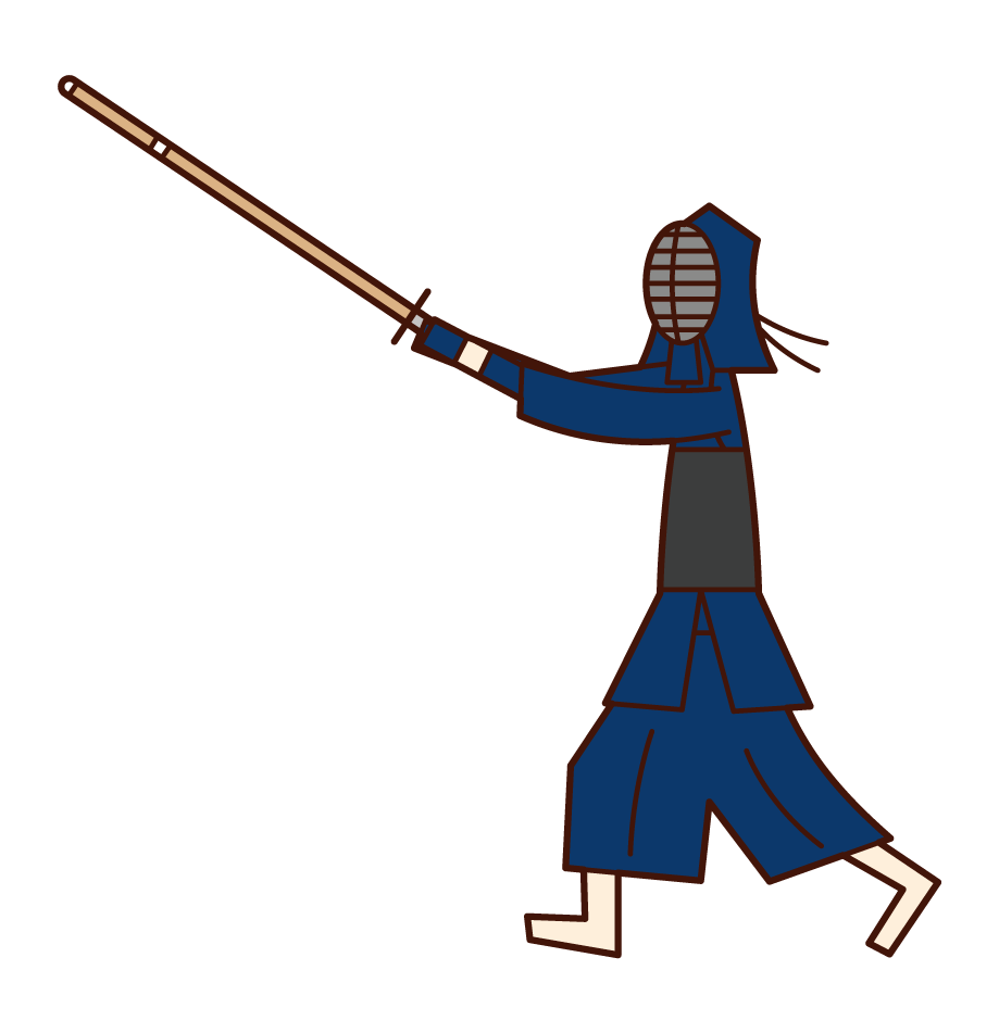 Illustration of kendo player hitting the face