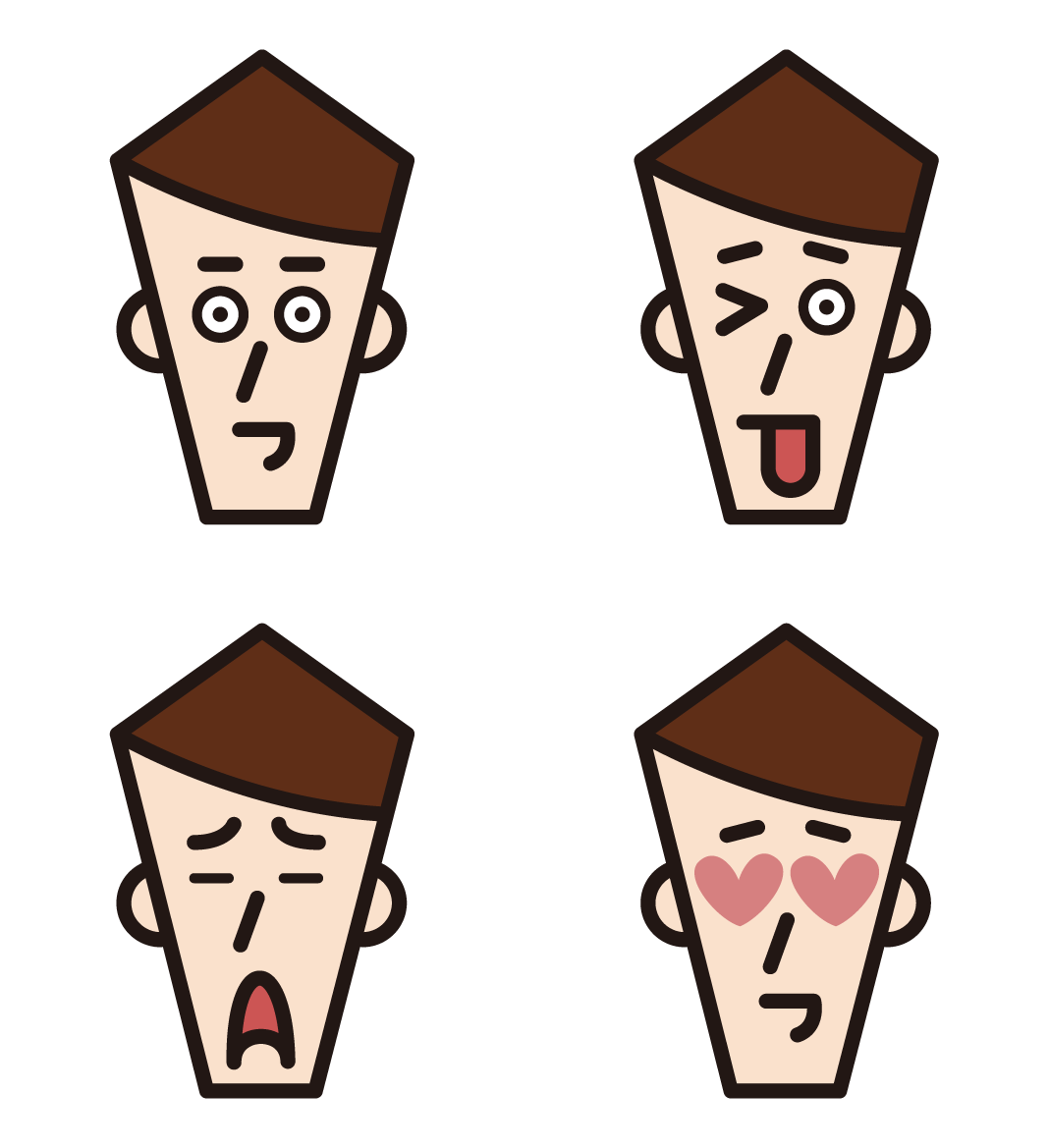 1 illustration of various facial expressions of men