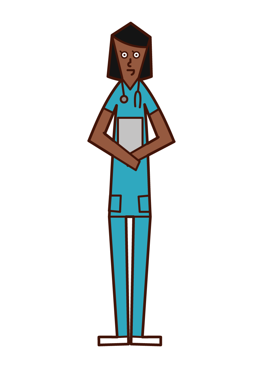 看護婦 青いナース服を着た女性 のイラスト フリーイラスト素材 Kukukeke ククケケ