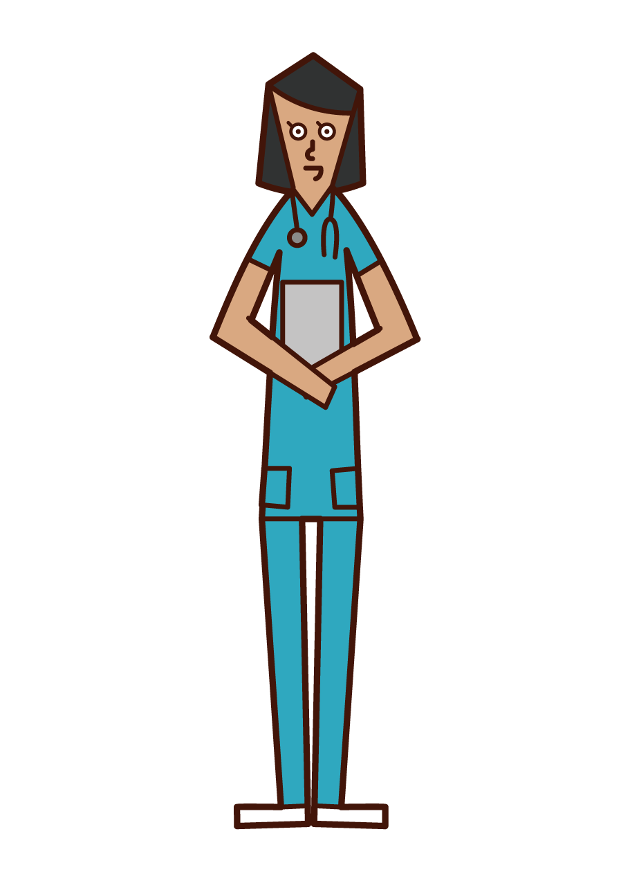 看護婦 青いナース服を着た女性 のイラスト フリーイラスト素材 Kukukeke ククケケ