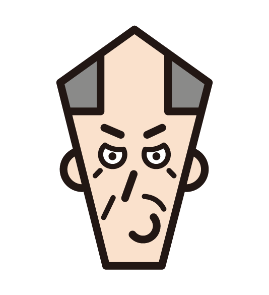 할아버지의 다양한 얼굴 표정 (숱이 많은 머리카락)의 3 가지 삽화