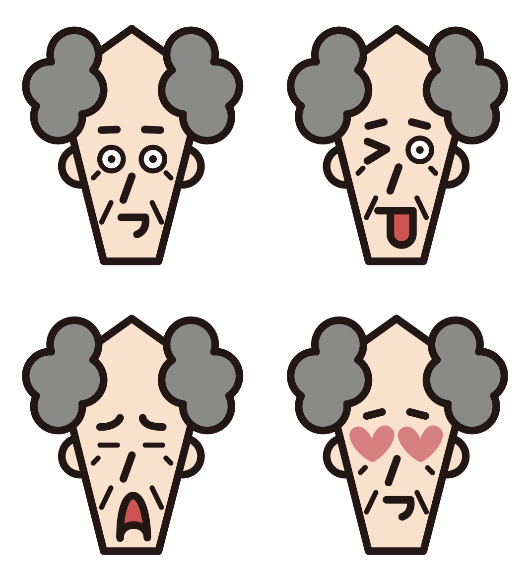 Illustration of the grandfather's various facial expressions (disheveled hairstyle) 1