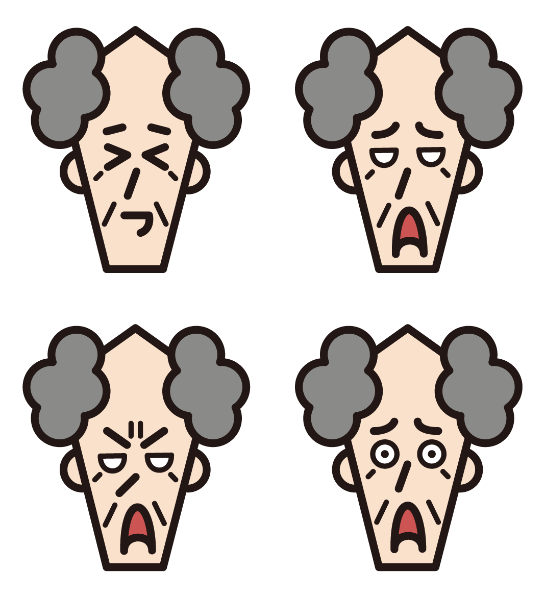 할아버지의 다양한 얼굴 표정 2 가지 삽화 (흐트러진 헤어 스타일)