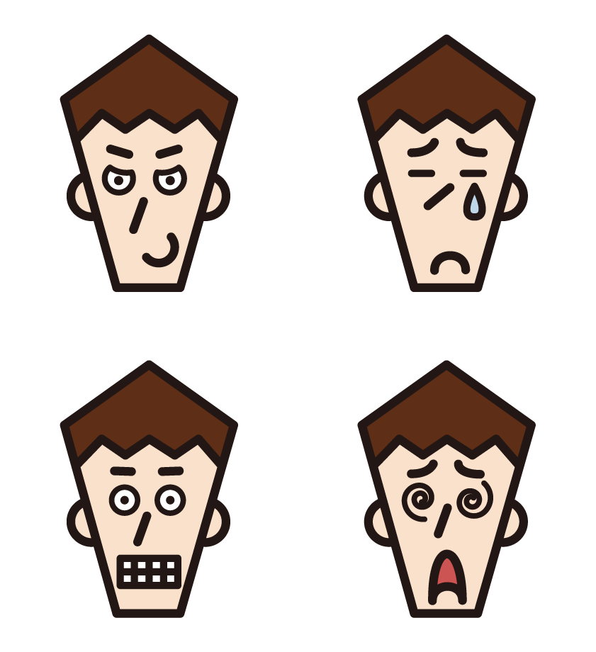 子供の様々な表情（男子）3のイラスト